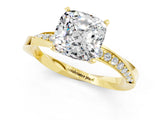 Yellow gold Cushion Cut Moissanite Engagement Ring with Side Stone Accents and Four-Prong Setting_25