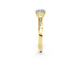 Yellow gold Cushion Cut Moissanite Engagement Ring with Side Stone Accents and Four-Prong Setting_26