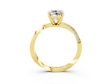 Yellow gold Cushion Cut Moissanite Engagement Ring with Side Stone Accents and Four-Prong Setting_27