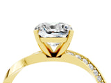 Yellow gold Cushion Cut Moissanite Engagement Ring with Side Stone Accents and Four-Prong Setting_28