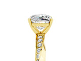 Yellow gold Cushion Cut Moissanite Engagement Ring with Side Stone Accents and Four-Prong Setting_29