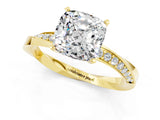 Yellow gold Cushion Cut Moissanite Engagement Ring with Side Stone Accents and Four-Prong Setting_40