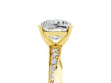 Yellow gold Cushion Cut Moissanite Engagement Ring with Side Stone Accents and Four-Prong Setting_44