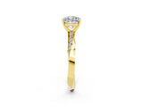 Yellow gold Cushion Cut Moissanite Engagement Ring with Side Stone Accents and Four-Prong Setting_86