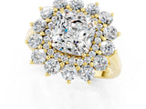 Yellow gold Cushion Cut Moissanite Floral Double Halo Engagement Ring with Prong Setting_49