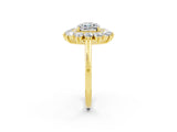 Yellow gold Cushion Cut Moissanite Floral Double Halo Engagement Ring with Prong Setting_50