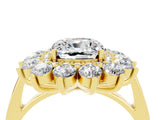 Yellow gold Cushion Cut Moissanite Floral Double Halo Engagement Ring with Prong Setting_52