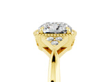 Yellow gold Cushion Cut Moissanite Halo Ring with Tapered Band and Four-Prong Setting_5