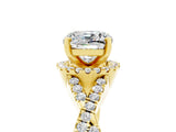 Yellow gold Cushion Cut Moissanite  Halo Twist Band Solitaire Prong Setting Ring_29