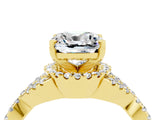 Yellow gold Cushion Cut Moissanite  Halo Twist Band Solitaire Prong Setting Ring_46