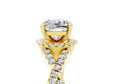 Yellow gold Cushion Cut Moissanite  Halo Twist Band Solitaire Prong Setting Ring_47