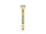 Yellow gold Cushion Cut Moissanite Milgrain Pavé Engagement Ring with Four-Prong Setting_14