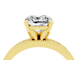 Yellow gold Cushion Cut Moissanite Milgrain Pavé Engagement Ring with Four-Prong Setting_16