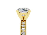 Yellow gold Cushion Cut Moissanite Milgrain Pavé Engagement Ring with Four-Prong Setting_17