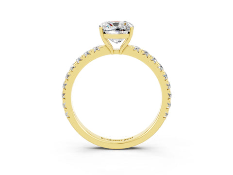 Yellow gold Cushion Cut Moissanite Pavé Solitaire Engagement Ring with Four-Prong Setting_15