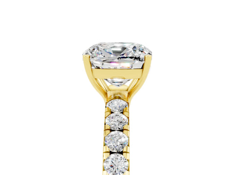 Yellow gold Cushion Cut Moissanite Pavé Solitaire Engagement Ring with Four-Prong Setting_17