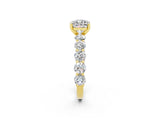 Yellow gold Cushion Cut Moissanite Prong Setting with Side Stones on a Pave Band_2