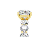 Yellow gold Cushion Cut Moissanite Prong Setting with Side Stones on a Pave Band_5