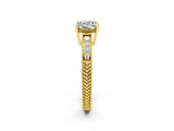 Yellow gold Cushion Cut Moissanite Ring with Milgrain Pavé Band and Four-Prong Setting_14