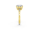 Yellow gold Cushion Cut Moissanite Ring with Side Stones and Four-Prong Setting_38