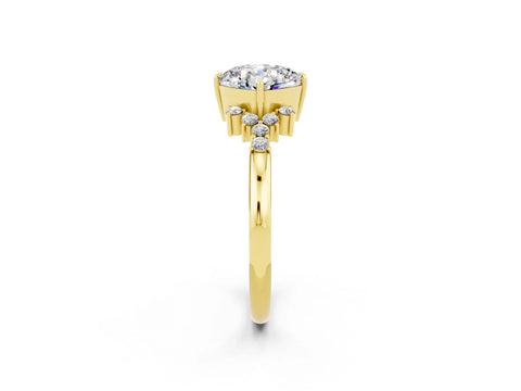 Yellow gold Cushion Cut Moissanite Ring with Side Stones and Four-Prong Setting_38