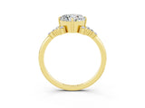 Yellow gold Cushion Cut Moissanite Ring with Side Stones and Four-Prong Setting_39