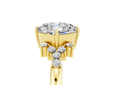 Yellow gold Cushion Cut Moissanite Ring with Side Stones and Four-Prong Setting_41