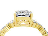 Yellow gold Cushion Cut Moissanite Scattered Round Accent Ring with Prong Setting_28