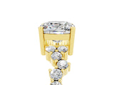 Yellow gold Cushion Cut Moissanite Scattered Round Accent Ring with Prong Setting_29