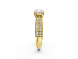 Yellow gold Cushion Cut Moissanite   Solitaire Diamond Ring with Milgrain Pavé Band and Four-Prong Setting_36