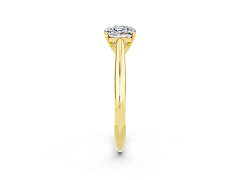 Yellow gold Cushion Cut Moissanite Solitaire Engagement Ring with Cathedral Setting and Four-Prong Mount_14