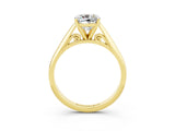 Yellow gold Cushion Cut Moissanite Solitaire Engagement Ring with Cathedral Setting and Four-Prong Mount_15