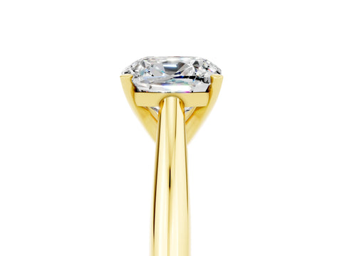Yellow gold Cushion Cut Moissanite Solitaire Engagement Ring with Cathedral Setting and Four-Prong Mount_17