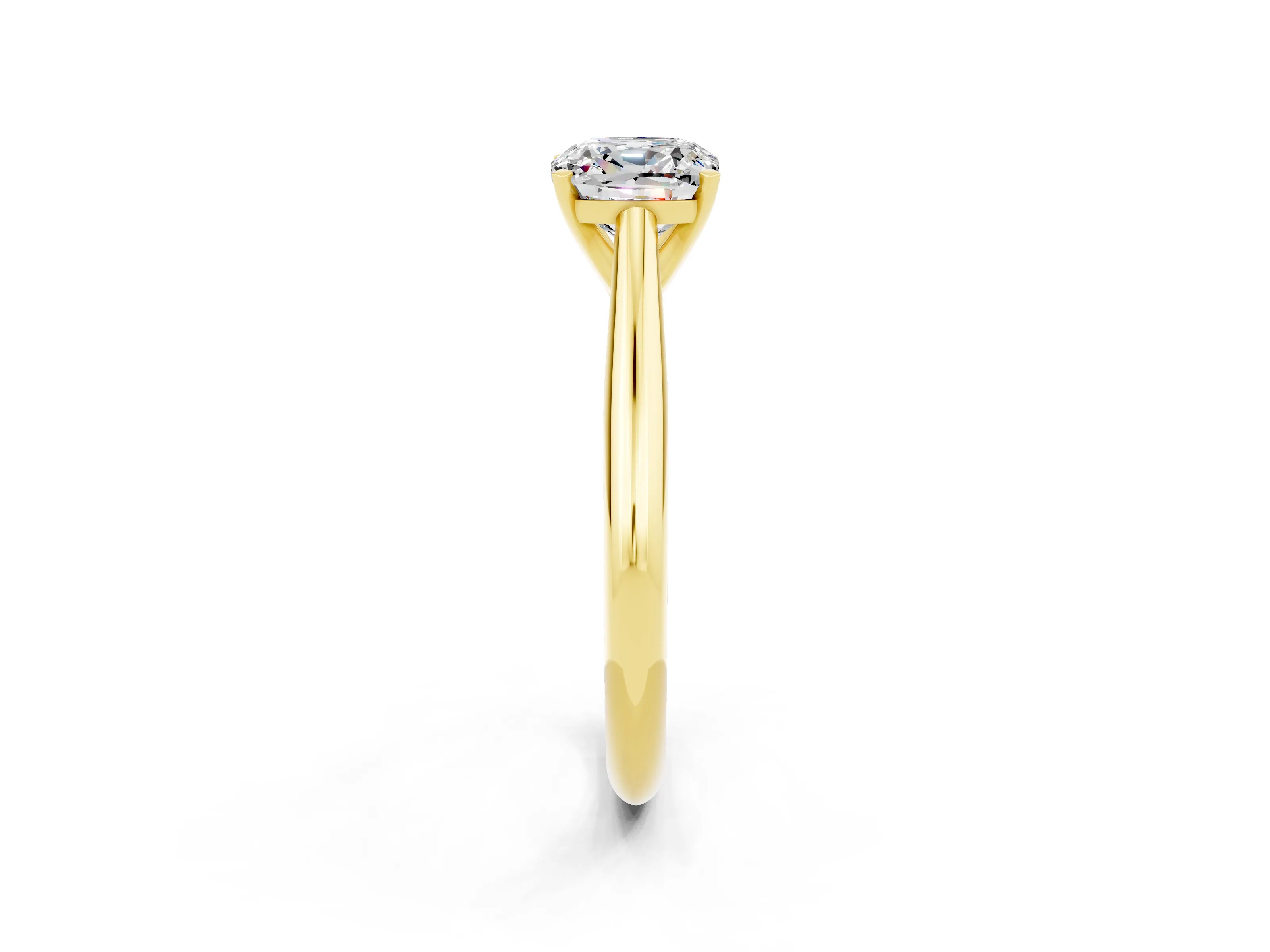 Yellow gold Cushion Cut Moissanite Solitaire Engagement Ring with Cathedral Setting and Four-Prong Mount_21