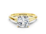 Yellow gold Cushion Cut Moissanite Solitaire Engagement Ring with Cathedral Setting and Four-Prong Mount_36