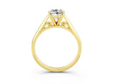 Yellow gold Cushion Cut Moissanite Solitaire Engagement Ring with Cathedral Setting and Four-Prong Mount_39