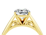 Yellow gold Cushion Cut Moissanite Solitaire Engagement Ring with Cathedral Setting and Four-Prong Mount_40