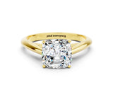 Yellow gold Cushion Cut Moissanite Solitaire Engagement Ring with Cathedral Setting and Four-Prong Mount_84