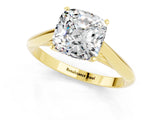 Yellow gold Cushion Cut Moissanite Solitaire Engagement Ring with Cathedral Setting and Four-Prong Mount_85