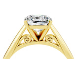 Yellow gold Cushion Cut Moissanite Solitaire Engagement Ring with Cathedral Setting and Four-Prong Mount_88