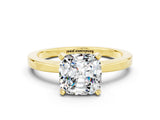 Yellow gold Cushion Cut Moissanite Solitaire Engagement Ring with Classic Band and Four-Prong Setting_24