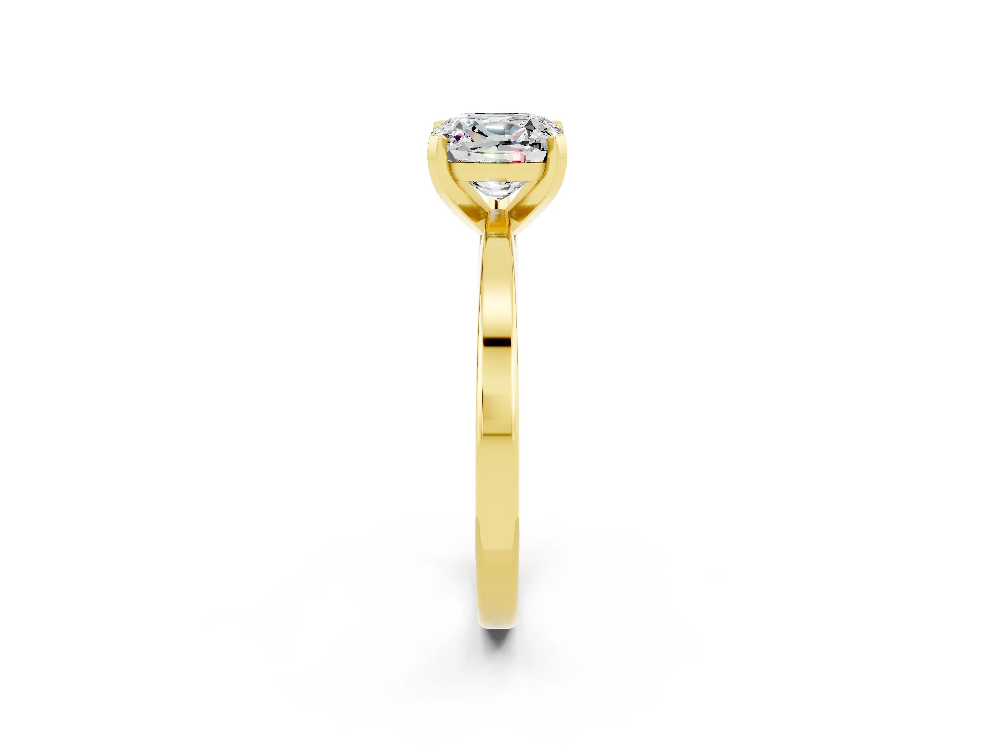 Yellow gold Cushion Cut Moissanite Solitaire Engagement Ring with Classic Band and Four-Prong Setting_26