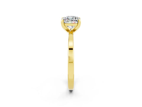 Yellow gold Cushion Cut Moissanite Solitaire Engagement Ring with Classic Band and Four-Prong Setting_26