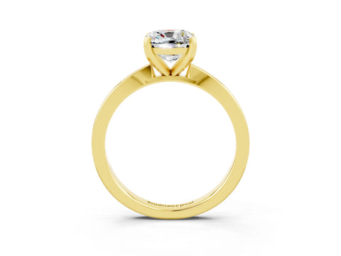 Yellow gold Cushion Cut Moissanite Solitaire Engagement Ring with Classic Band and Four-Prong Setting_27