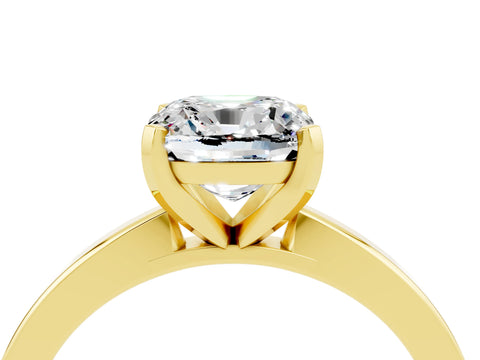 Yellow gold Cushion Cut Moissanite Solitaire Engagement Ring with Classic Band and Four-Prong Setting_28