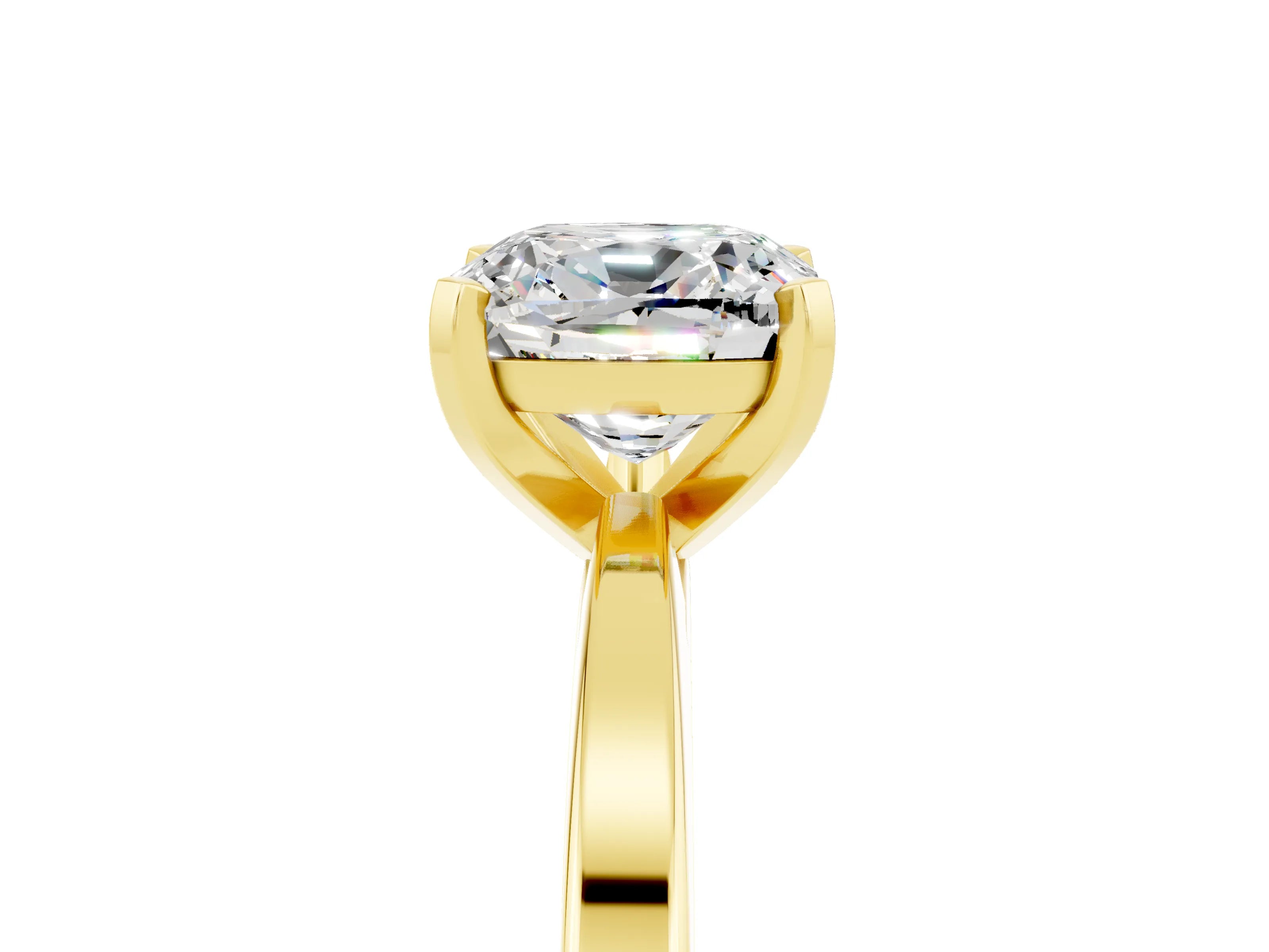 Yellow gold Cushion Cut Moissanite Solitaire Engagement Ring with Classic Band and Four-Prong Setting_29