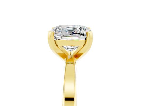 Yellow gold Cushion Cut Moissanite Solitaire Engagement Ring with Classic Band and Four-Prong Setting_29