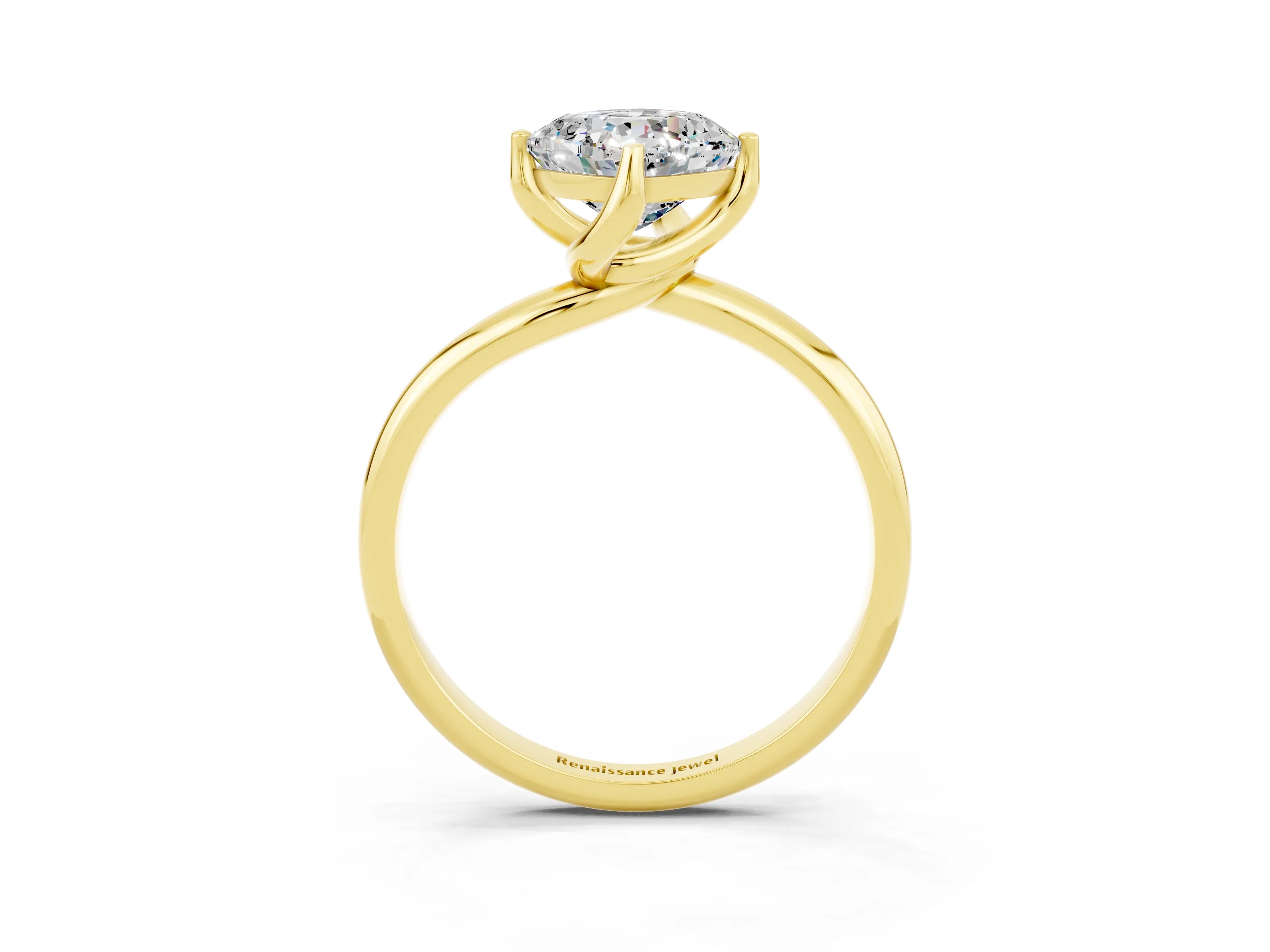 Yellow gold Cushion Cut Moissanite Solitaire Engagement Ring with Four-Prong Setting and Classic Band_15