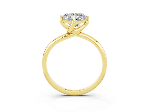 Yellow gold Cushion Cut Moissanite Solitaire Engagement Ring with Four-Prong Setting and Classic Band_15