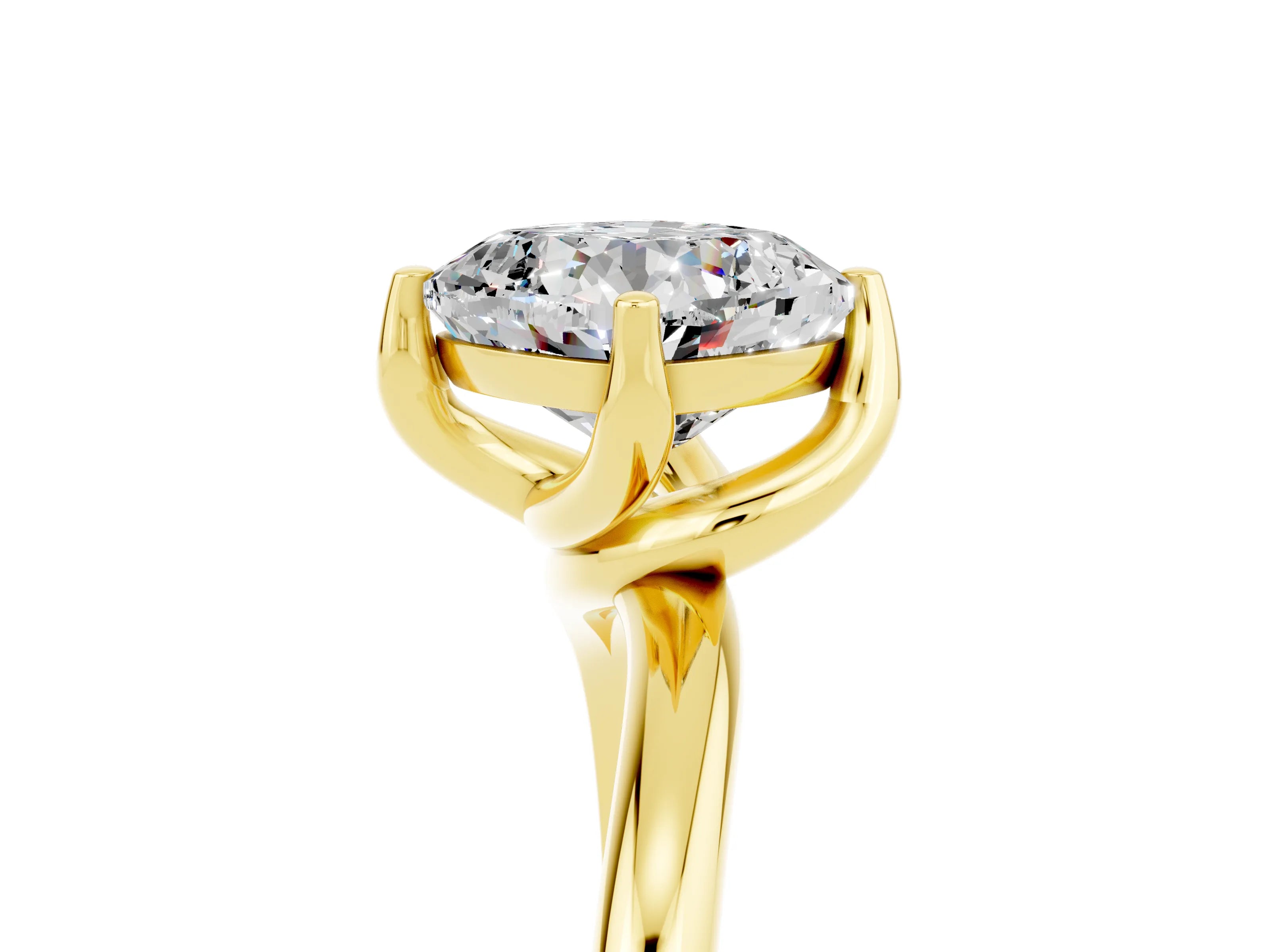 Yellow gold Cushion Cut Moissanite Solitaire Engagement Ring with Four-Prong Setting and Classic Band_17